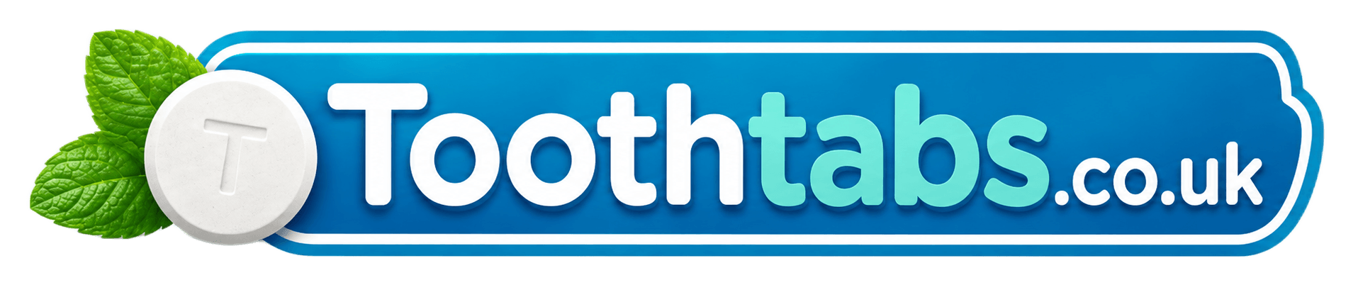Toothtabs.co.uk logo with mint leaves and a round toothpaste tablet